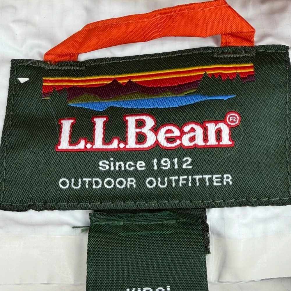 LL Bean Kids XL 18 Rain Jacket Hooded Shell Orange Navy Blue Colorblock